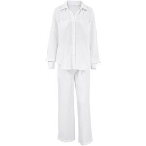 NWOT ~ Women's 2pc White Long Sleeve Top Pockets Pants Pantsuit Outfit ~ LARGE